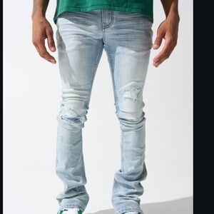 Men's Light Blue Distressed Skinny Jeans